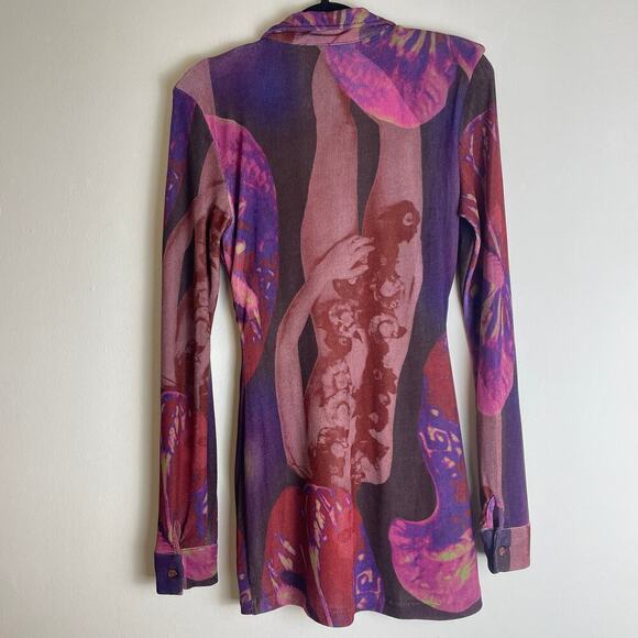 With Jean With x Lord Newry Andy Mini Dress Ruched flower lady Purple SizE XS - Picture 8 of 8